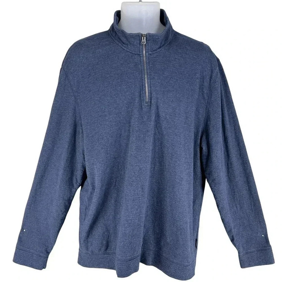 Calvin Klein Jeans Mens XL Blue 1/4 Zip Pullover Sweatshirt Minimalist Dad Wear - Picture 2 of 14